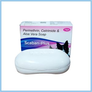 Medicated Soap with Permethrin, Cetrimide & Aloe Vera, 75g, Scabban-Plus for Pet Care
